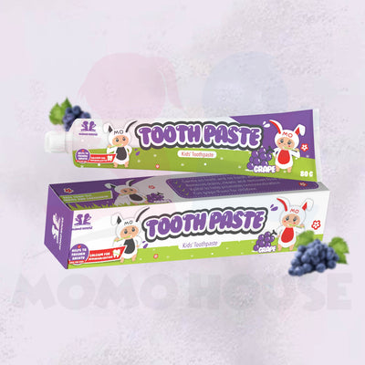 80g Momo House Baby Kids Toothpaste Non Fluoride Ubat Gigi Kanak-Kanak (Orange ,Grape ,Strawberry 80g)