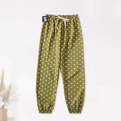 Korean Style Kids Anti-Mosquito Thin Polka Dot Girl Pants Seluar Panjang Budak Perempuan（ MYB050 )