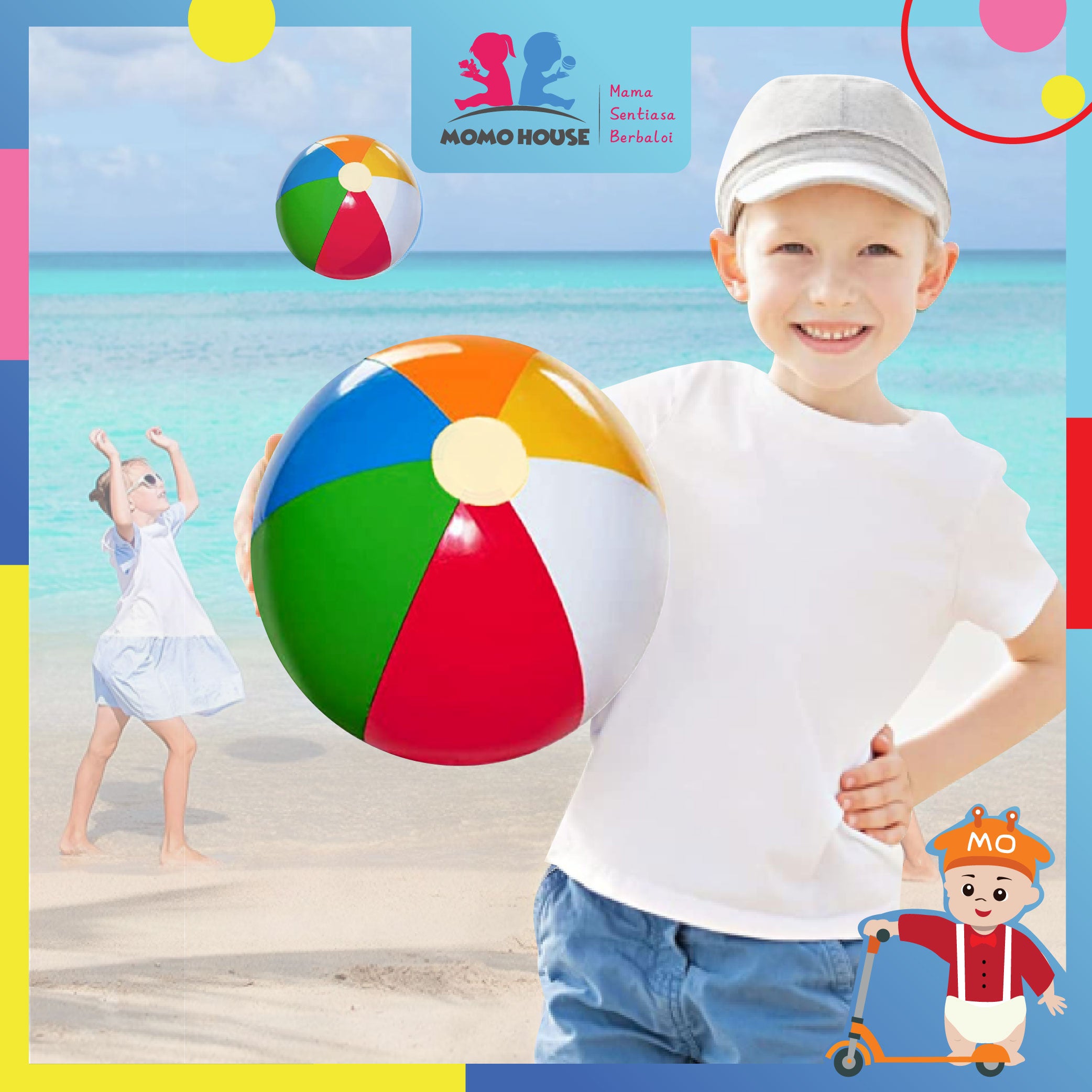 Baby Kids Inflatable Beach Ball Multiple Color Beach Ball Bola Pantai
