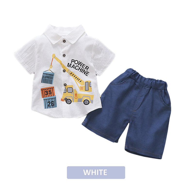 Newborn Baby Boy Clothing Shirt Short Sleeve Set (BM027)