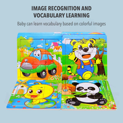 Early Learning Wooden Jigsaw Puzzle - 9 Blocks (4 Pcs)