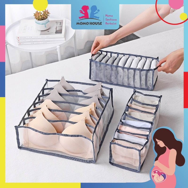 13 Grid Socks Bra Panty Underwear Box Cute Cartoon Storage Box For