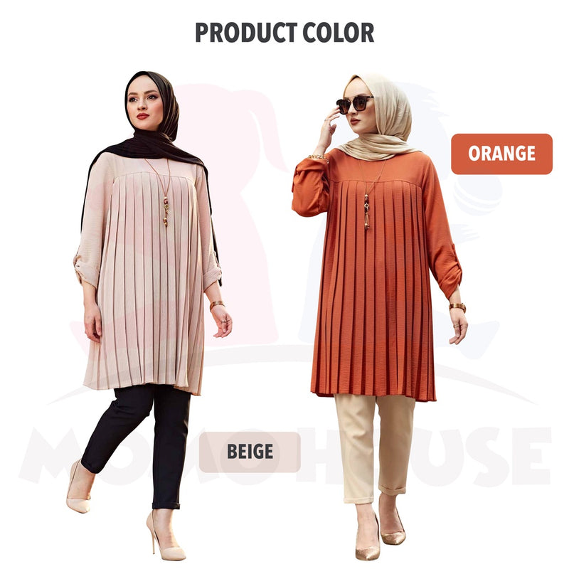 Maternity Baju Muslimah Pleated Blouse Long Sleeve Baju Mengandung Menyusu Lengan Panjang Pregnant Dress (MBM007)