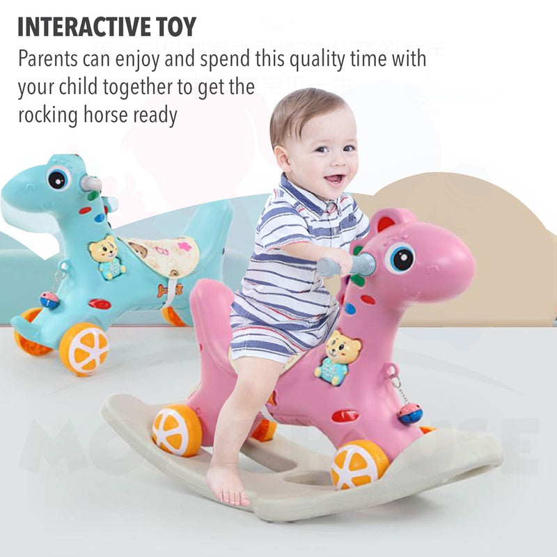 2 In 1 Kids Rocking Horse Rider Push Car Multifunctional Pony Musical Toys Kuda Goyang Mainan Budak