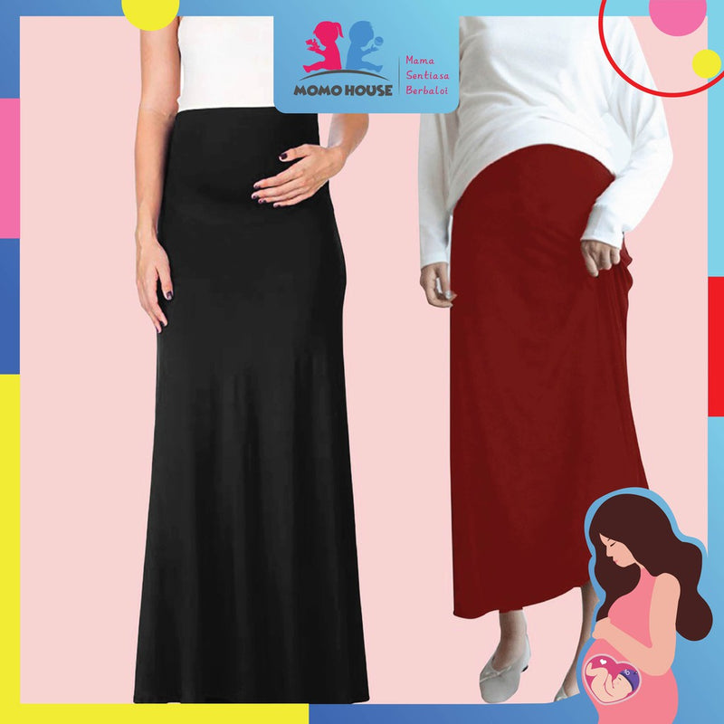 Maternity Skirt Long Skirt High Waist Maternity Pregnant Kain Mengandung (MSL)