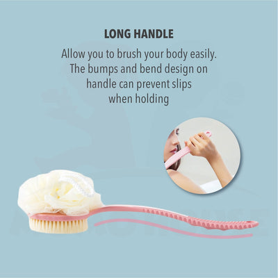 Long Handle Double-sided Bath Shower Body Back Brush Spa Massage Brush Berus Mandi