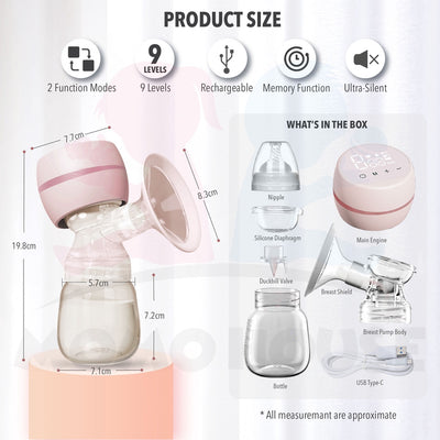 Electric Rechargeable Handfree Breast Pump Breastfeeding Painless Massage Electric Pump Wireless Pam Susu