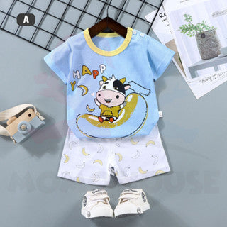 T-Shirt Newborn Baby Girls Boy Baju Murah Budak Baju Set Budak Baby Set Clothes Short Sleeve Shirt Cotton Shirt Kids