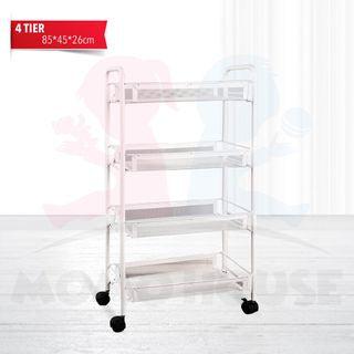 Multi functional Steel Storage Rack for Baby Kid Toy Feeding Bottle Clothes Bedroom 3 Tier 4 Tiers Trolley (Black/White)