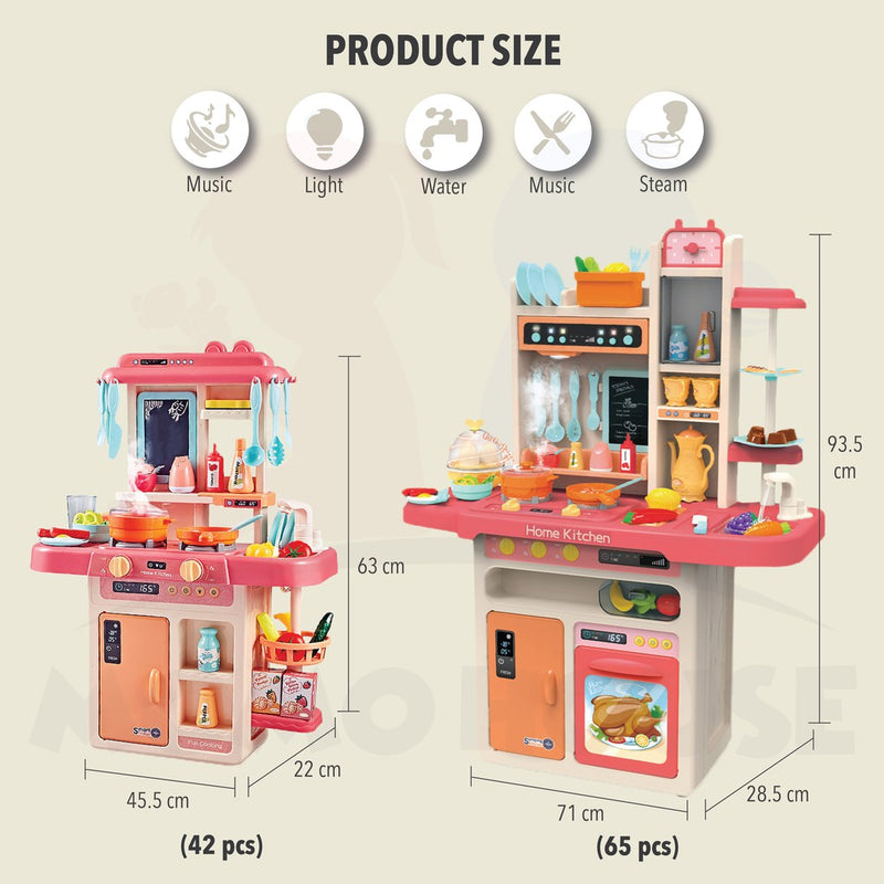 Simulation Big Size Kitchen Play Set with Music and Spray Mist Kids Toys Pretend PlaySet Cook Toys Children Play House