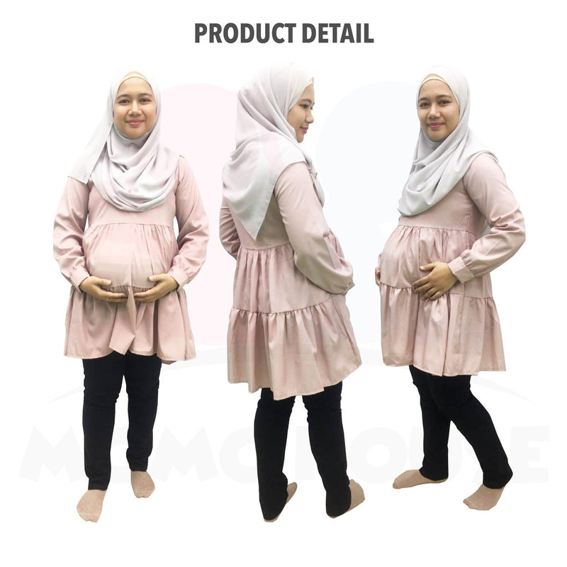 Peplum Ruffle Layer Blouse Muslimah Long Sleeve Maternity Women Wear Baju Mengandung (MB001)