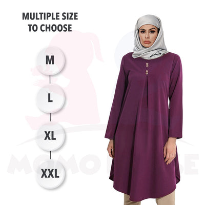 Maternity Baju Muslimah Top Cotton Long Sleeve T-Shirt Baju Mengandung Labuh Muslimah Blouse Mesra Muslim (MBM005)