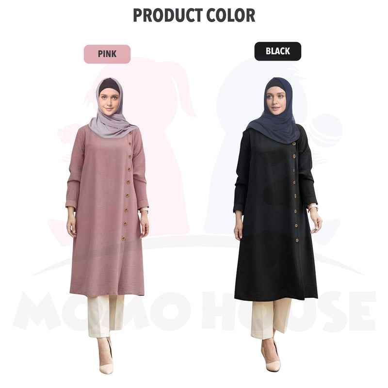 Maternity Muslimah Blouse Side Button Design Women Long Sleeve Muslimah Baju Mengandung Labuh Muslimah (MBM006)