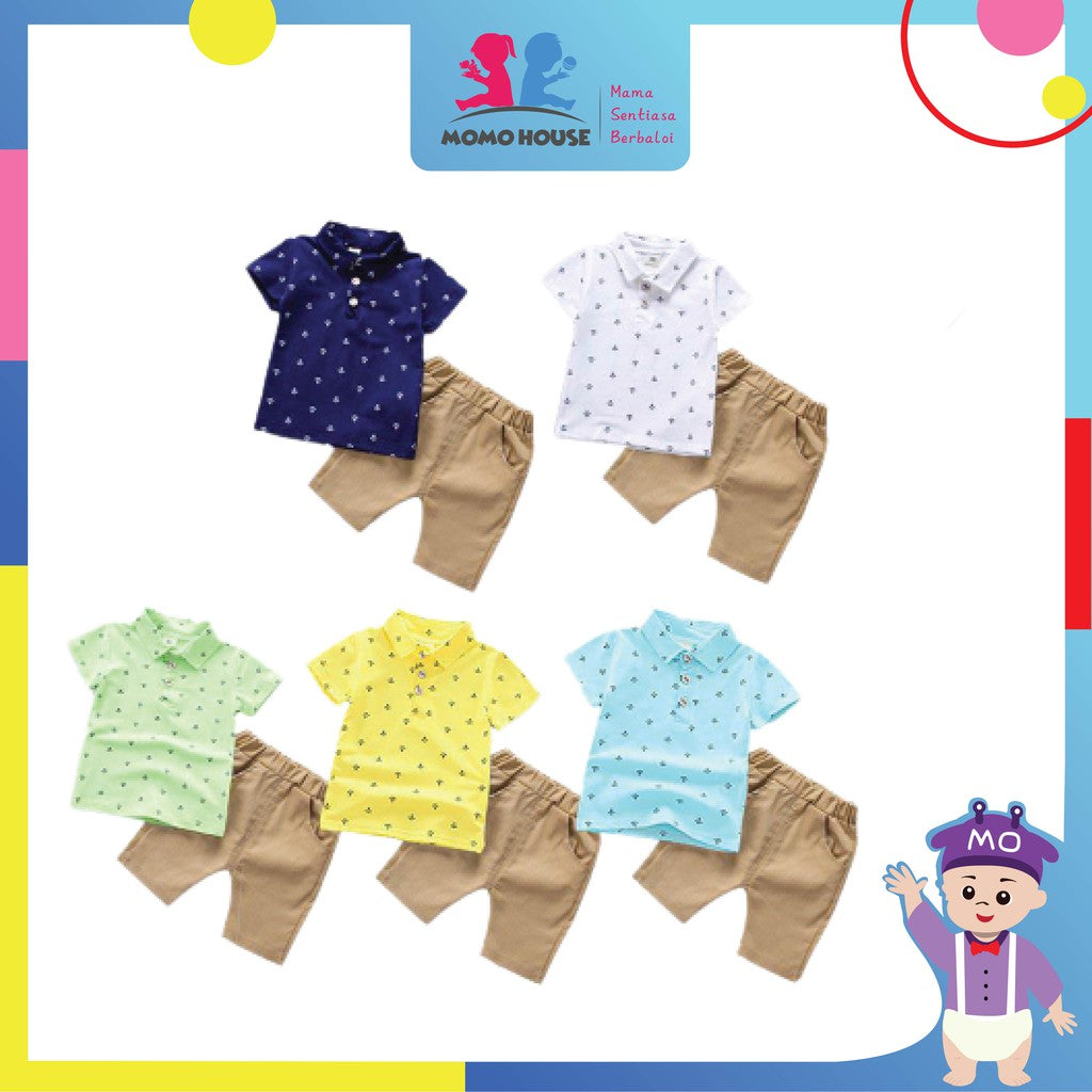 2pcs set Toddler / Kids Baby Boy Outfit â€“ POLO T-shirt + Pants (BM007)