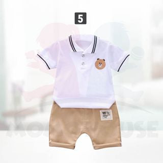 Short Sleeve Baby Boy Kids Polo Shirt Set Dino Design POLO T-shirt + Pant Baju Kanak-Kanak Lengan Pendek T-shirt(MYB039)