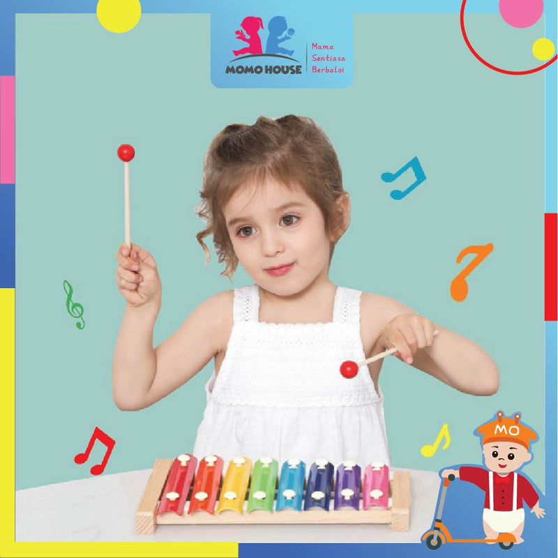 Wooden Xylophone Piano Wooden Multi-Color 8-Note Musical Instrument Piano To Music Piece Puzzle Toy Music