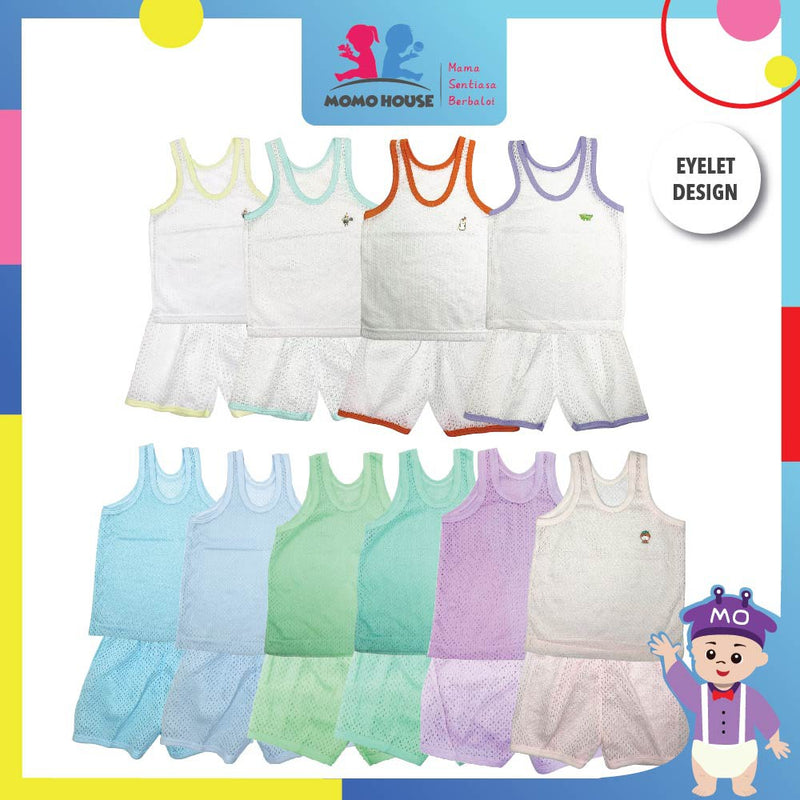 Baby T-Shirt Eyelet Suit / Baju Baby Lubang (1pcs = Baju + Seluar) (Random Pick) (4903 & 3902)