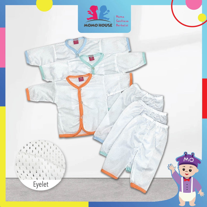 Baju Lubang Baju Baby / Baby Eyelet Suit Cotton Long Pants (1pcs = Baju + Seluar) (Random Pick) (N1008)