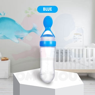 Silicone Baby Food Squeeze Feeder With Spoon Cover Easy Feeder Spoon Sudu Makan Baby Easy Feeder