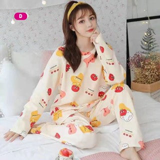 Baju Tidur Wanita Lengan Panjang Baju Tidur Perempuan Pajamas Women Cotton Pyjamas Women Sleepwear Pijamas Women (WP004)