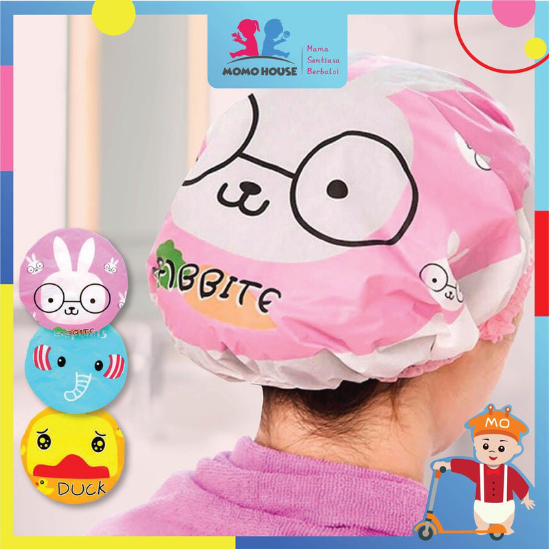 Waterproof Bathing Cartoon Shower Cap Bath Hair Cover Cartoon Waterproof Lace Edge Shower Cap Mandi Rambut