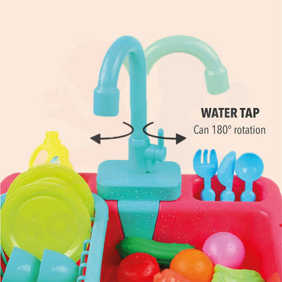 Children Kitchen Dish Washing Sink Pretend Play Set Electric Circulation Toy (Random Colour)