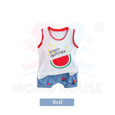 Newborn Baby Boy Clothing Sleeveless T Shirt Set (BM023)