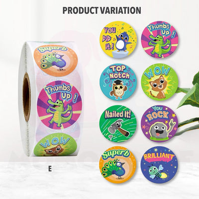 500pcs/roll Round Sticker Labels Roll Reward Stickers Encouragement Sticker For Kids Cute Sticker Murah