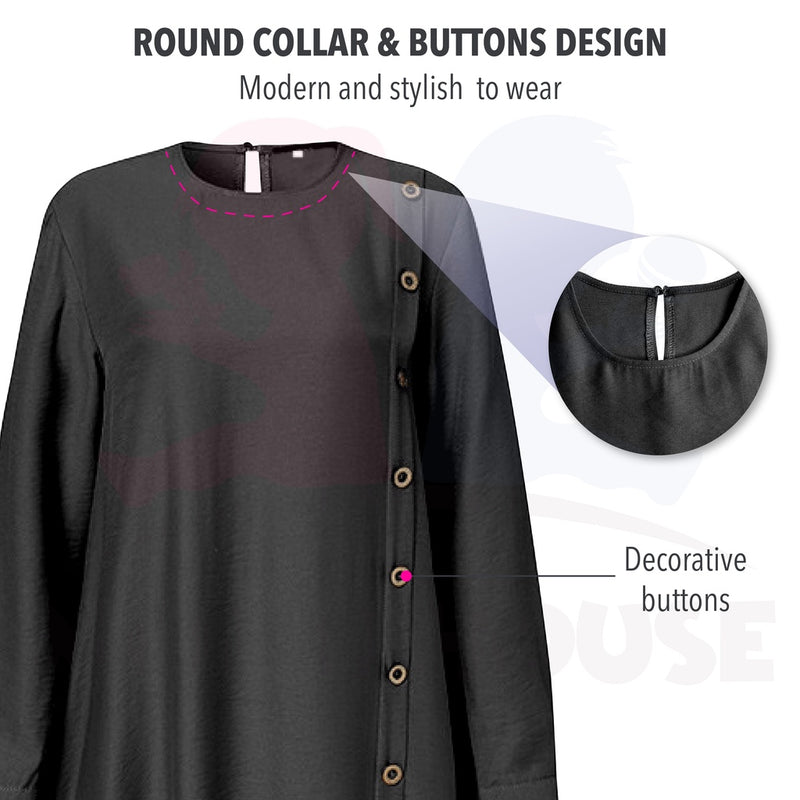 Maternity Muslimah Blouse Side Button Design Women Long Sleeve Muslimah Baju Mengandung Labuh Muslimah (MBM006)