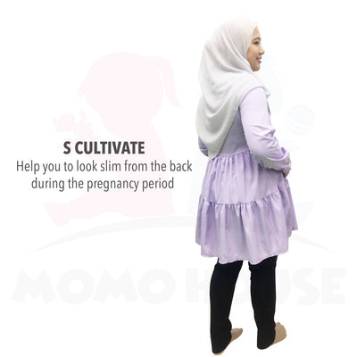 Peplum Ruffle Layer Blouse Muslimah Long Sleeve Maternity Women Wear Baju Mengandung (MB001)