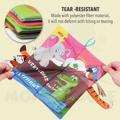 Newborn Baby Toddler Early Learning Fabric Cloth Cartoon Book Toys Animal Tail Books Kid Educational Cartoon