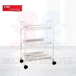 Multi functional Steel Storage Rack for Baby Kid Toy Feeding Bottle Clothes Bedroom 3 Tier 4 Tiers Trolley (Black/White)