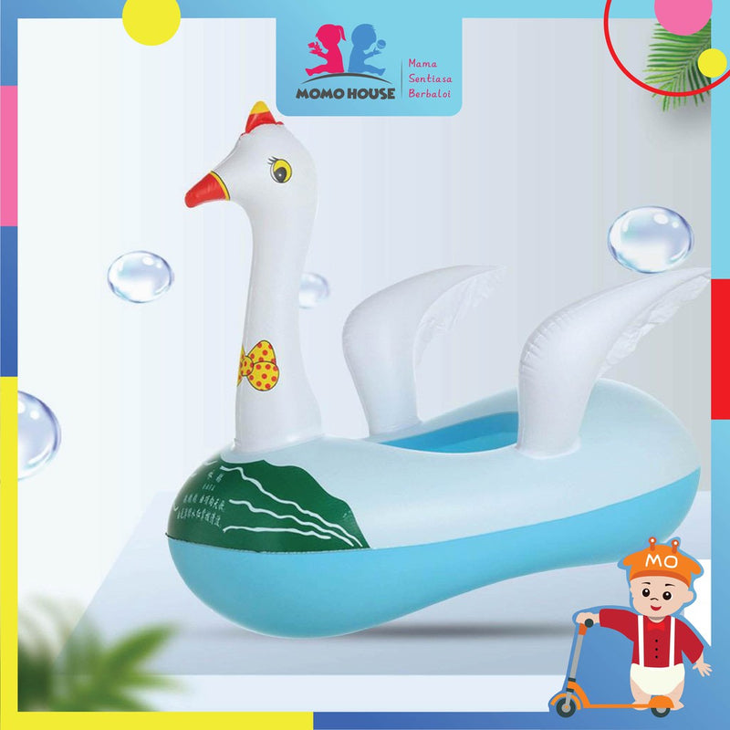 Baby Kids Inflatable Swimming Ring Toddler Float Boat Ring With Seat Pelampung Bayi - Swan Design