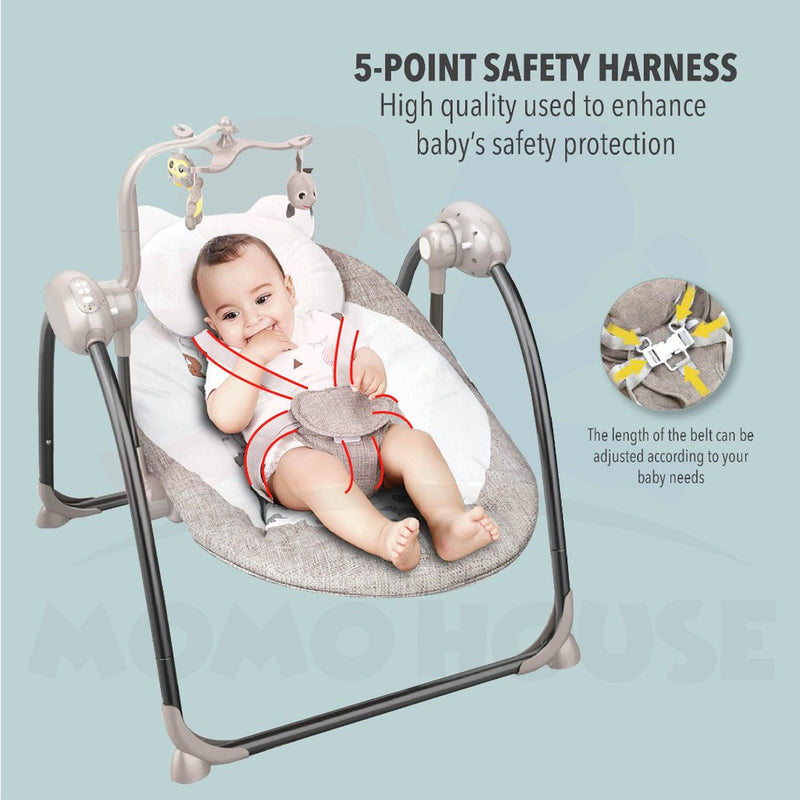 Newborn Electric Baby Auto Swing Rocking Chair Mosquito Net Tent Automatic Remote Rocker