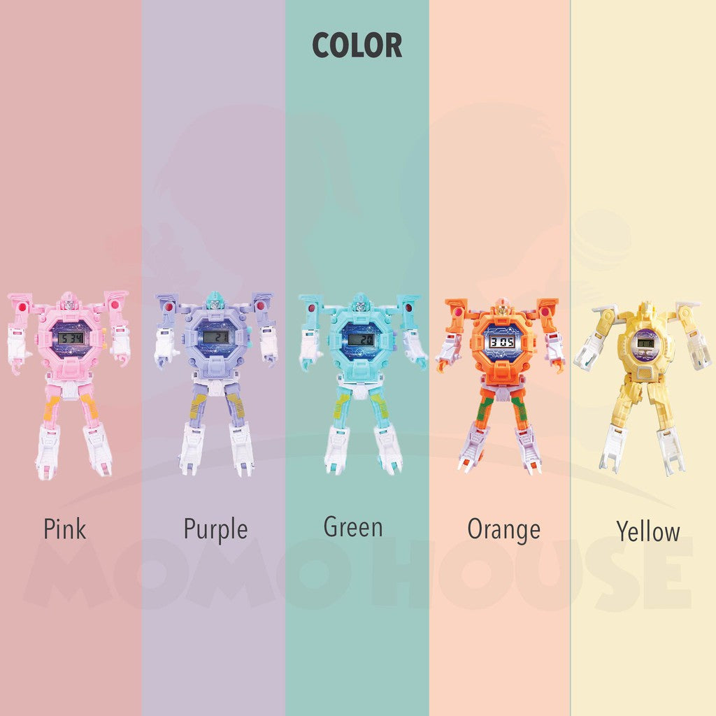 Kid's Transformer Toy Watch Digital Creative Cartoon Transformation Robot Jam Kanak Kanak