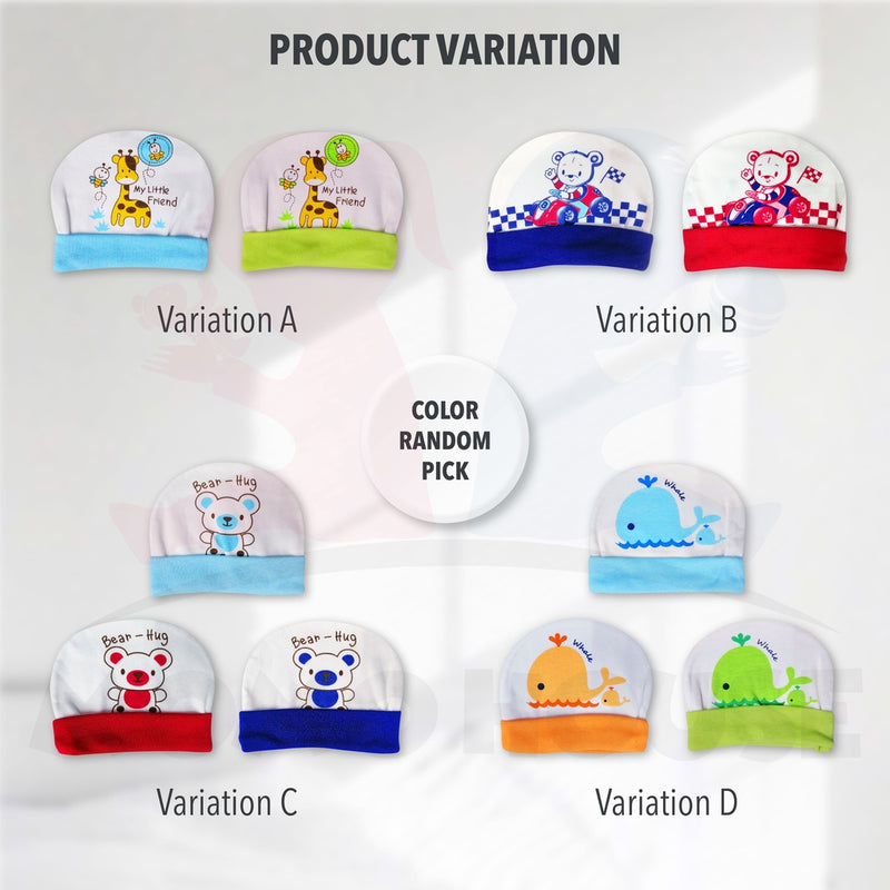 (1pcs) Cotton Baby Hat Newborn Caps Topi Bayi Baby Infant Accessories (AC333 & BC369 & BC368 & BTC311)