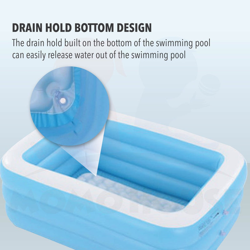 (L)130x(W)90x(H)48cm - Inflatable 3 Rings Swimming Pool