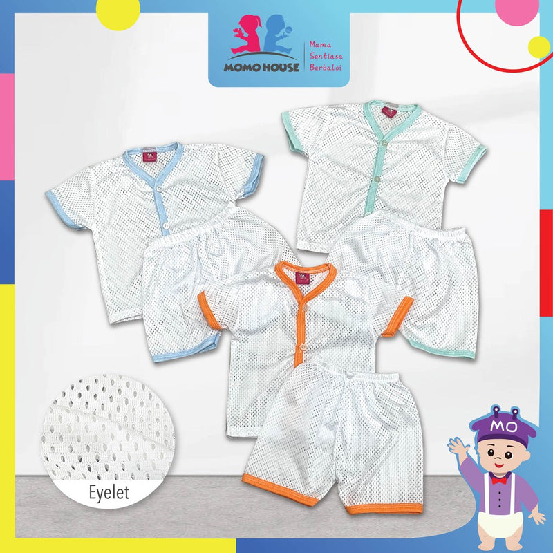 Baju Lubang Baju Baby / Eyelet Suit Cotton Short Pants (1pcs = Baju + Seluar) (Random Pick) (N1012)