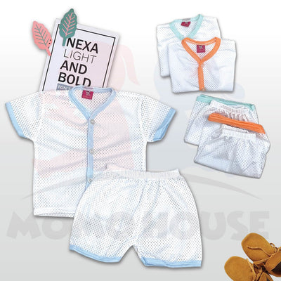 Baju Lubang Baju Baby / Eyelet Suit Cotton Short Pants (1pcs = Baju + Seluar) (Random Pick) (N1012)