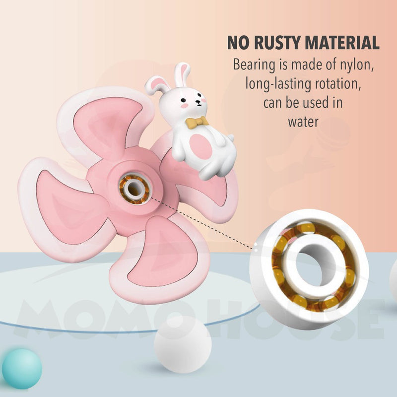 Cartoon Animal Spinning Toy Suction Cup Baby Kids Hand Spinner Bath Toys Mainan Pusingan