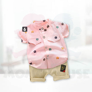 Newborn Baby Boy Clothing Shirt Short Sleeve Set (BM025)