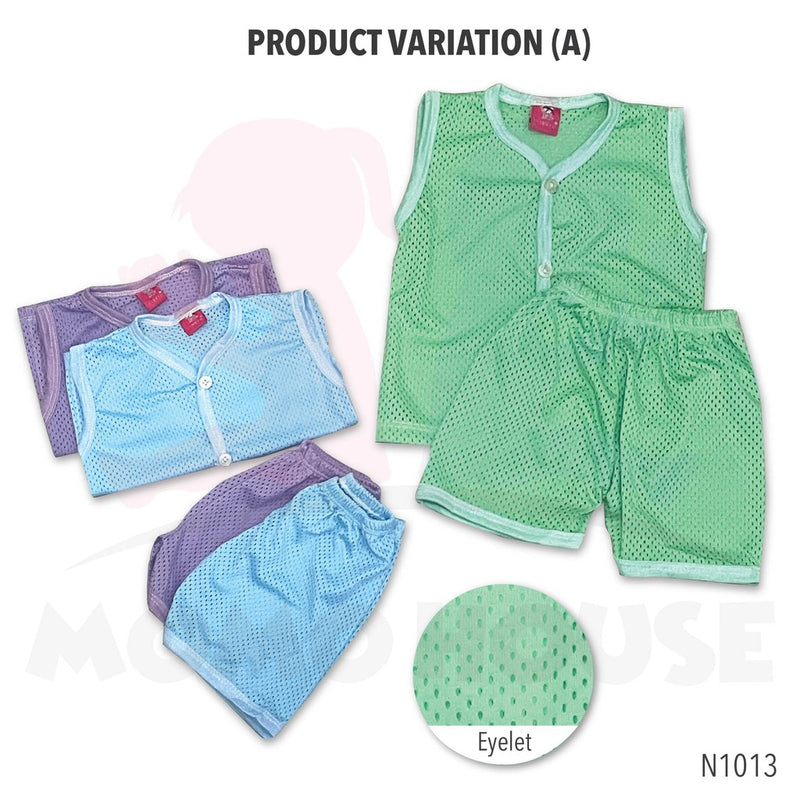 Baby Shirt Eyelet Baby Suit Short Pants and Sleeveless Shirt Sets Baju Lubang Pendek (N1013 / N1011)