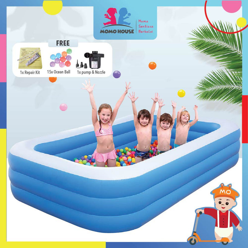 (L)262x(W)175x(H)60cm - Inflatable 3 Rings Swimming Pool