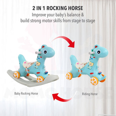 2 In 1 Kids Rocking Horse Rider Push Car Multifunctional Pony Musical Toys Kuda Goyang Mainan Budak