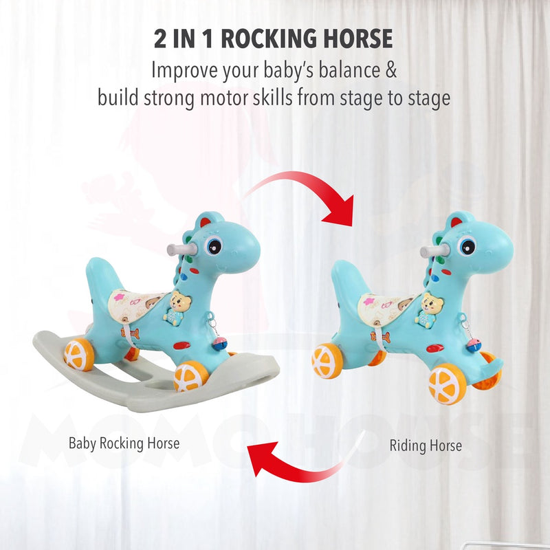 2 In 1 Kids Rocking Horse Rider Push Car Multifunctional Pony Musical Toys Kuda Goyang Mainan Budak