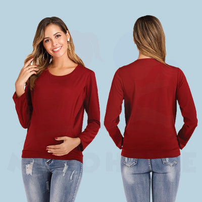 Maternity Blouse Breastfeeding Long Sleeve Side Opening Feeding Nursing Blouse Pregnant (MBLS)