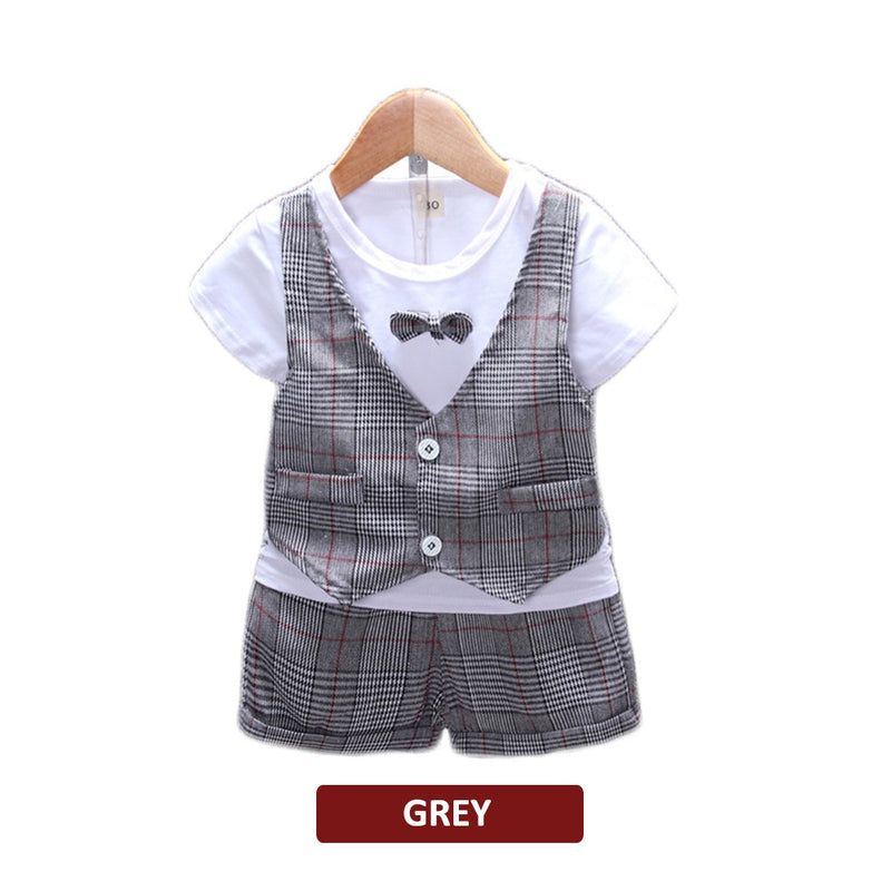 Newborn Baby Boy Clothing Vest With T Shirt Short Sleeve Set (BM019)