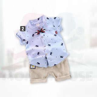 Newborn Baby Boy Clothing Shirt Short Sleeve Set (BM025)