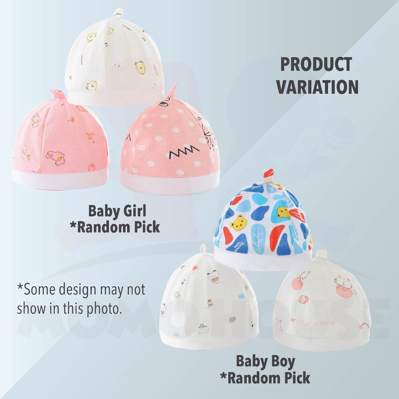 (0-6month) Newborn Infant Hat Baby Girl Boy Cute Cartoon Cap Topi Bayi Baru Lahir (NH)