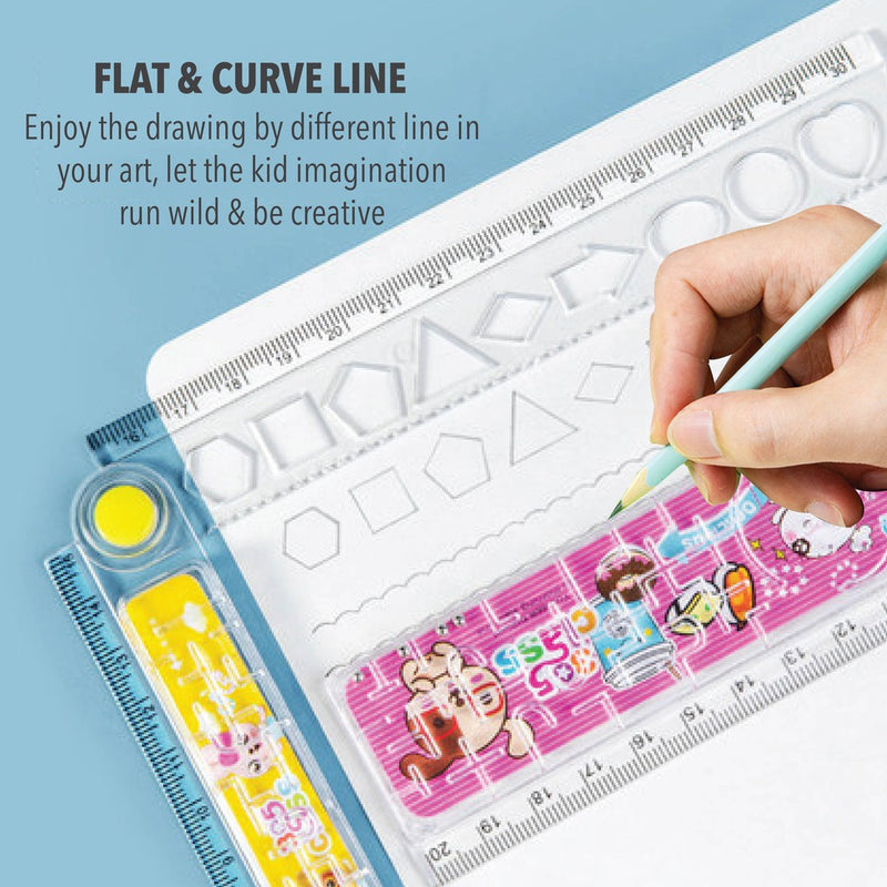 Kids Magnifier Maze Ruler Cute Cartoon Plastic Ruler Stationery Gift Kids Birthday Party Pre-School Goodies